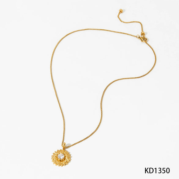 Wholesale Stainless Steel Jewelry With Flower Pendant And Zircon Featuring Stars Sun Moon Clouds Universe Pattern Electroplated For Women
