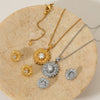 Wholesale Stainless Steel Jewelry With Flower Pendant And Zircon Featuring Stars Sun Moon Clouds Universe Pattern Electroplated For Women