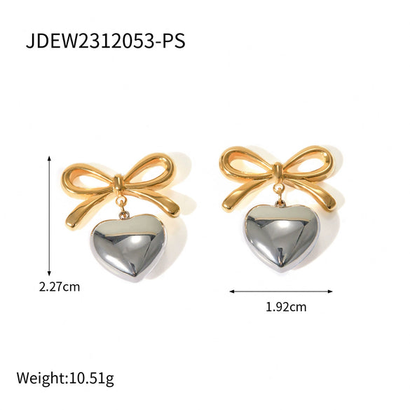 Wholesale Stainless Steel Jewelry With Geometric Pattern Gold And Silver Color Matching Electroplating Treatment Love Shape Nonfading Design