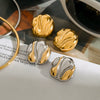 Wholesale Stainless Steel Jewelry With 18K Gold Electroplating Geometric Design And Gold And Silver Color Matching