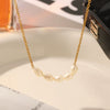 Wholesale Stainless Steel Jewelry With 18K Gold Plated Clavicle Chain Geometric Freshwater Pearl Pendant Necklace For Women