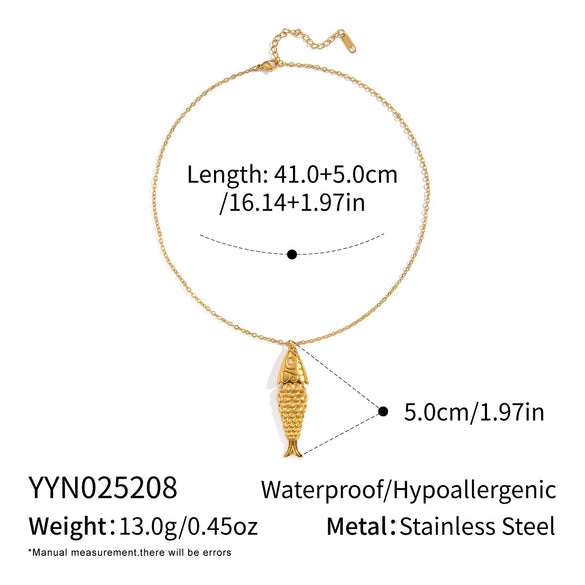 Wholesale Stainless Steel Jewelry With Koi Fish Pattern Electroplated Necklace And Earrings For Women