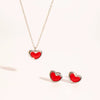 Wholesale Stainless Steel Jewelry With Love Pattern Lovely Style Pvd Furnace Vacuum Real Gold Plating O Word Chain Necklace And Earrings Set