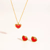 Wholesale Stainless Steel Jewelry With Love Pattern Lovely Style Pvd Furnace Vacuum Real Gold Plating O Word Chain Necklace And Earrings Set