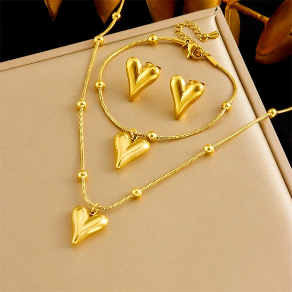 Wholesale Stainless Steel Jewelry With Love Water Drops Bells Pattern Bamboo Chain For Women