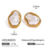 Wholesale Stainless Steel Jewelry With Pearl Exaggerated Ring Necklace And Ear Studs Geometric Style With Electroplating