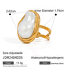 Wholesale Stainless Steel Jewelry With Pearl Exaggerated Ring Necklace And Ear Studs Geometric Style With Electroplating