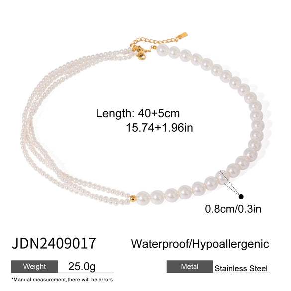 Wholesale Stainless Steel Jewelry With Pearl Necklace And Exaggerated Flower Earrings Geometric Pattern Electroplating Process For Women