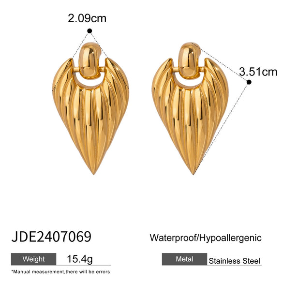 Wholesale Stainless Steel Jewelry With Pearl Necklace And Exaggerated Flower Earrings Geometric Pattern Electroplating Process For Women