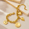 Wholesale Stainless Steel Jewelry Women's Bracelet With Goldplated Retro Fashion Round Plate Wave Conch Fish Tail Pendant And Animal Zodiac Pattern