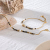 Wholesale Stainless Steel Jewelry Women's Original Design Geometric Fashion Bracelet With Pearl Inlaid Natural Stone And Electroplating Treatment