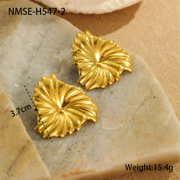 Wholesale Stainless Steel 18K Electroplated Flower Leaf Women's Fashion Light Luxury Earrings
