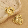 Wholesale Stainless Steel 18K Electroplated Flower Leaf Women's Fashion Light Luxury Earrings