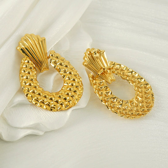 Wholesale 316L Stainless Steel 18K Electroplated Fruit Shape Hollow Design Women's Earrings
