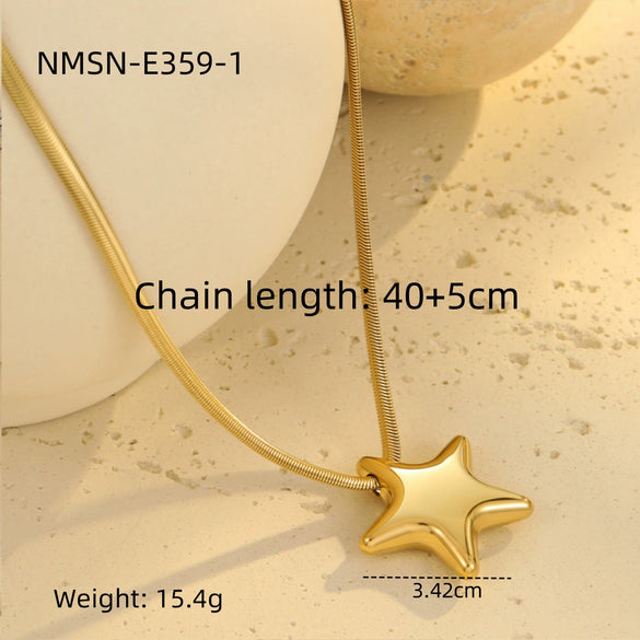 Wholesale Stainless Steel 18K Electroplated Geometric Heart Star Snake Bone Pendant Clavicle Necklace For Women Light Luxury Niche Design