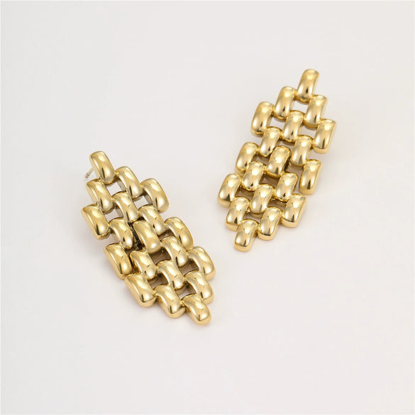 Wholesale Stainless Steel 18K Electroplated Geometric Hollow Women's Fashion Trend Earrings Jewelry