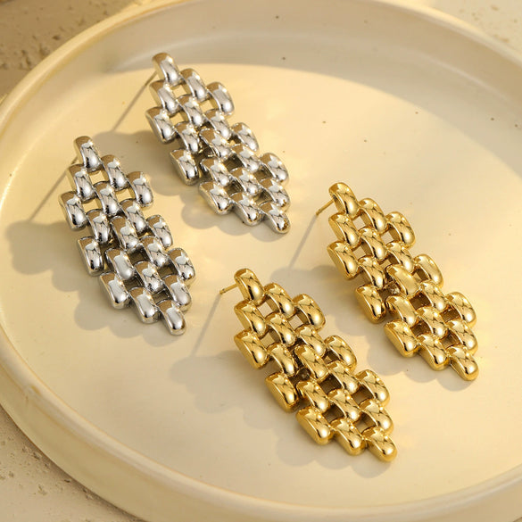 Wholesale Stainless Steel 18K Electroplated Geometric Hollow Women's Fashion Trend Earrings Jewelry