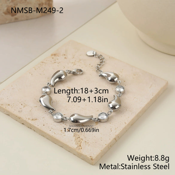 Wholesale Stainless Steel 18K Electroplated Geometric Love Heart Star Zircon Bracelet For Women Fashion Jewelry