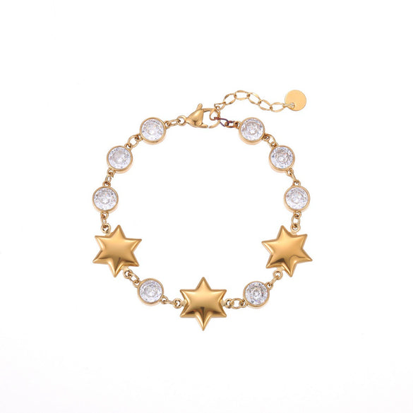 Wholesale Stainless Steel 18K Electroplated Geometric Love Heart Star Zircon Bracelet For Women Fashion Jewelry