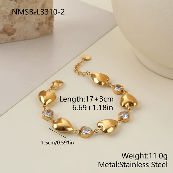 Wholesale Stainless Steel 18K Electroplated Geometric Love Heart Star Zircon Bracelet For Women Fashion Jewelry