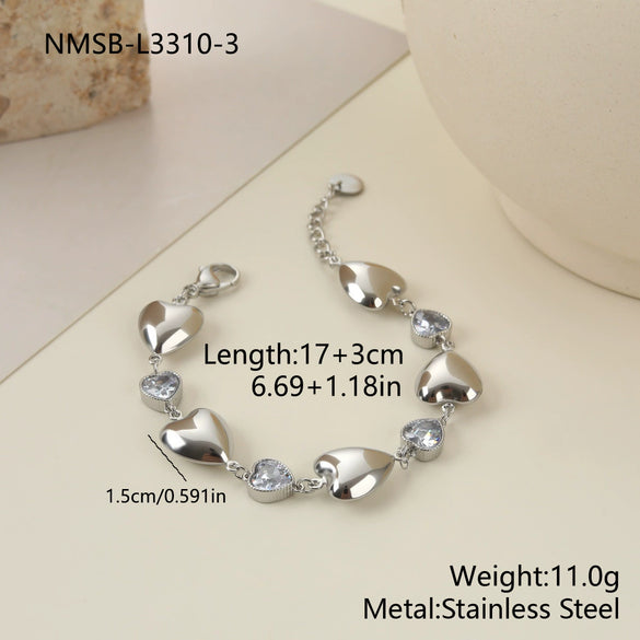 Wholesale Stainless Steel 18K Electroplated Geometric Love Heart Star Zircon Bracelet For Women Fashion Jewelry