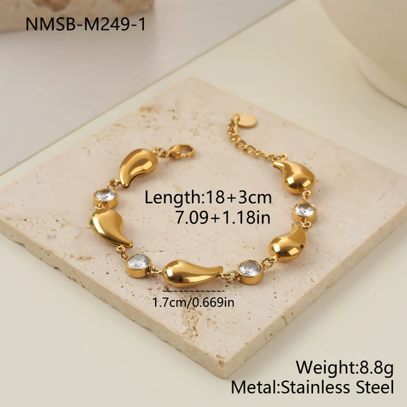 Wholesale Stainless Steel 18K Electroplated Geometric Love Heart Star Zircon Bracelet For Women Fashion Jewelry