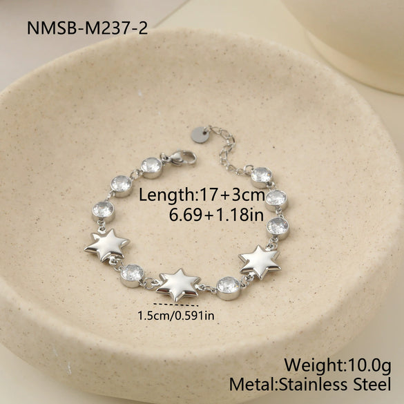 Wholesale Stainless Steel 18K Electroplated Geometric Love Heart Star Zircon Bracelet For Women Fashion Jewelry