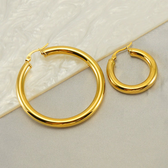 Wholesale Stainless Steel 18K Electroplated Geometric Ring Earrings For Women