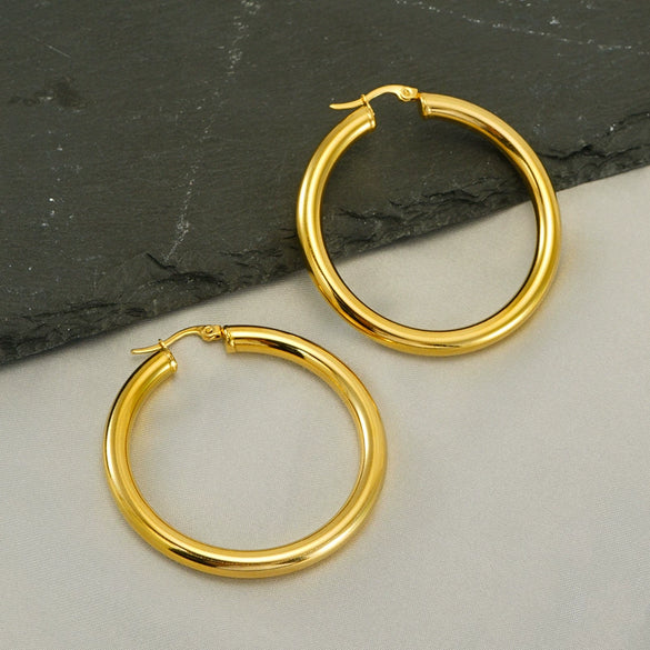 Wholesale Stainless Steel 18K Electroplated Geometric Ring Earrings For Women