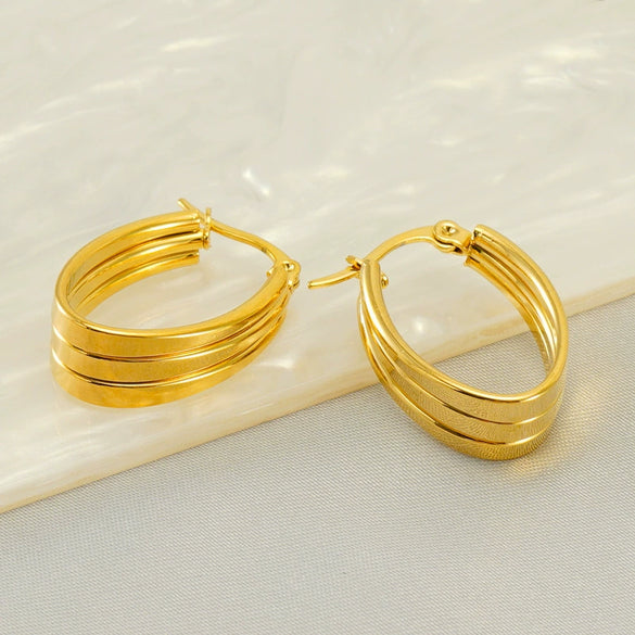 Wholesale Stainless Steel 18K Electroplated Geometric Women's Ring And Earrings Jewelry