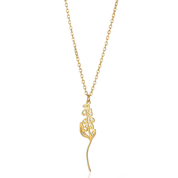 Wholesale Stainless Steel 18K Electroplated Letter Number Text Pattern Flower Pendant Necklace Jewelry
