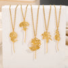 Wholesale Stainless Steel 18K Electroplated Letter Number Text Pattern Flower Pendant Necklace Jewelry