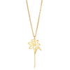 Wholesale Stainless Steel 18K Electroplated Letter Number Text Pattern Flower Pendant Necklace Jewelry