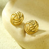 Wholesale Stainless Steel 18K Electroplated Simple Style Women's Earrings With Threaded Cut Out Braided Texture