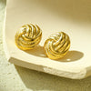 Wholesale Stainless Steel 18K Electroplated Simple Style Women's Earrings With Threaded Cut Out Braided Texture