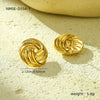 Wholesale Stainless Steel 18K Electroplated Simple Style Women's Earrings With Threaded Cut Out Braided Texture