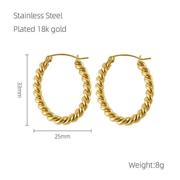 Wholesale Stainless Steel 18K Electroplated Twist Earrings For Women