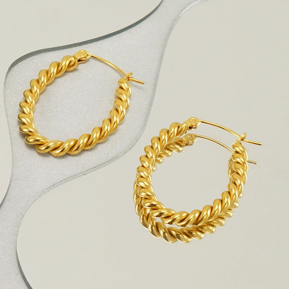 Wholesale Stainless Steel 18K Electroplated Twist Earrings For Women