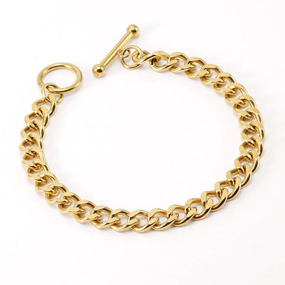 Wholesale Stainless Steel 18K Gold Electroplated Cuban Chain Men's All Match Bracelet Necklace Jewelry