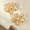 Wholesale Stainless Steel 18K Gold Electroplated Flower Shaped Hammered Earrings For Women