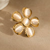 Wholesale Stainless Steel 18K Gold Electroplated Flower Shaped Hammered Earrings For Women