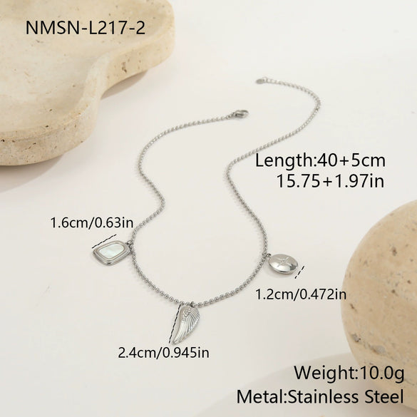 Wholesale Stainless Steel 18K Gold Electroplated Geometric Cross And Heart Pendant Necklace For Women
