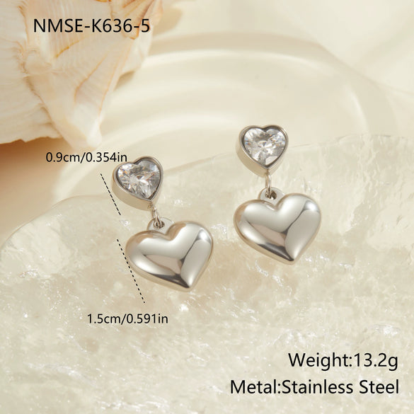 Wholesale Stainless Steel 18K Gold Electroplated Geometric Heartshaped Earrings For Women