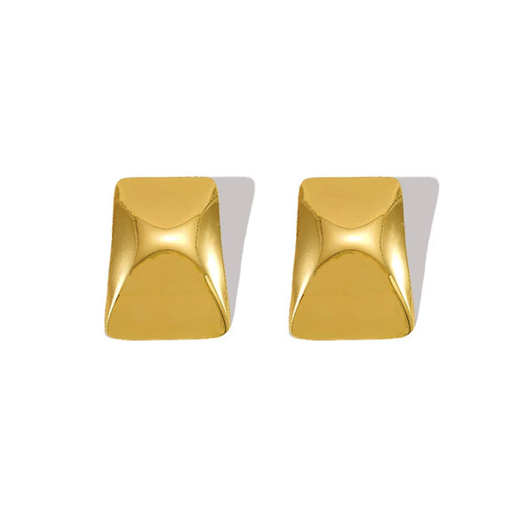 Wholesale 316L Stainless Steel 18K Gold Electroplated Geometric Rectangular Concaveconvex Square Earrings