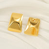 Wholesale 316L Stainless Steel 18K Gold Electroplated Geometric Rectangular Concaveconvex Square Earrings
