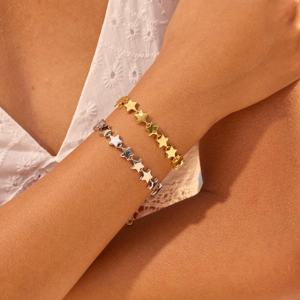 Wholesale Stainless Steel 18K Gold Electroplated Geometric Star Chain Bracelet For Women Light Luxury Highend Jewelry