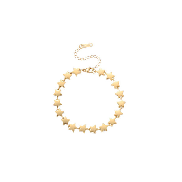 Wholesale Stainless Steel 18K Gold Electroplated Geometric Star Chain Bracelet For Women Light Luxury Highend Jewelry