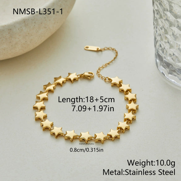 Wholesale Stainless Steel 18K Gold Electroplated Geometric Star Chain Bracelet For Women Light Luxury Highend Jewelry