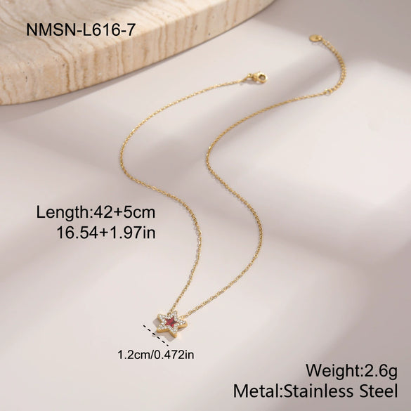Wholesale Stainless Steel 18K Gold Electroplated Geometric Star Necklace For Women