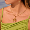 Wholesale Stainless Steel 18K Gold Electroplated Geometric Threedimensional Hollow Flower Pendant Necklace For Women